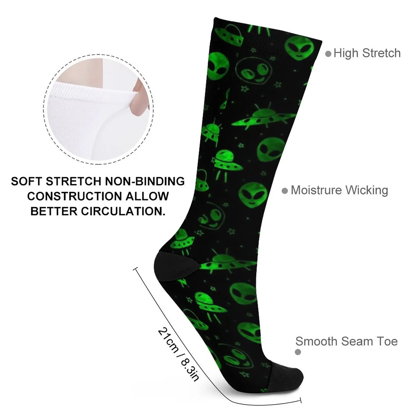 Aliens and UFOs Pattern Socks luxury sock Compression stockings thermal socks for men