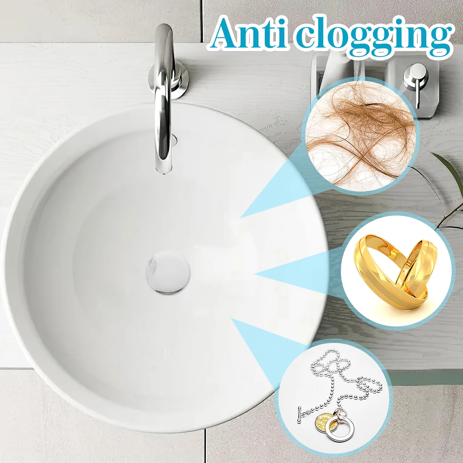 Plastic Bathtub Drain Stopper Rotatable Bathroom Sink Plug Tub Drain Cover Silicone Seal Ring Easy Install Fast Draining Tub