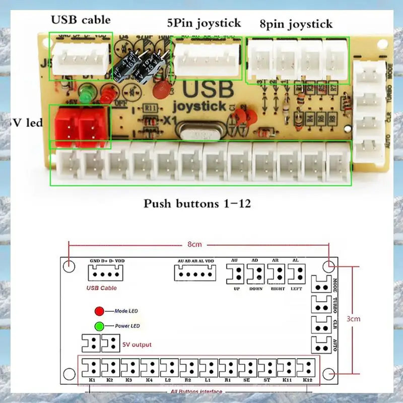 2025 New-2X Zero Delay Arcade DIY Arcade codificador USB a Joystick para PC/PS3/Raspberry Pi/Android con Joystick SANWA 4,8 MM BUTTO