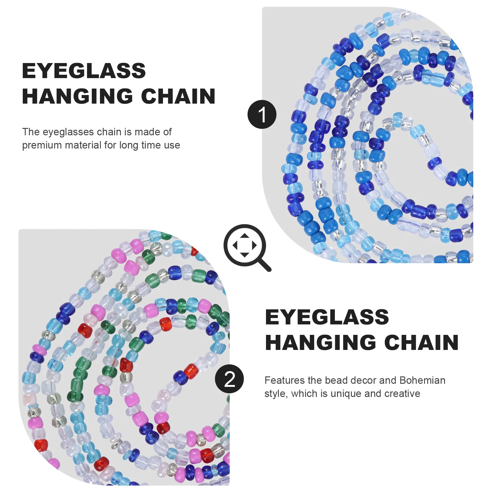 

3 Pcs Eyeglasses Chain Mask Anti Skid Colorful Plastic Alloy Bead Bohemian Style Hanging Lanyard Decorative Glasses Accessory