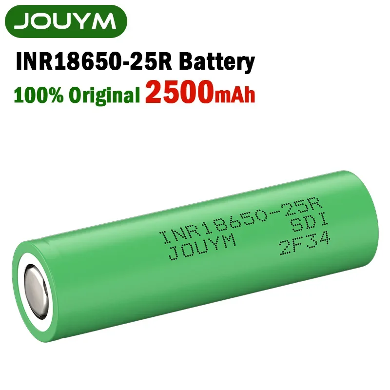 

JOUYM 18650 Battery INR18650 25R 2500mAh 3.7 V High Discharge 30 A 18650 lithium rechargeable batteries for Screwdriver
