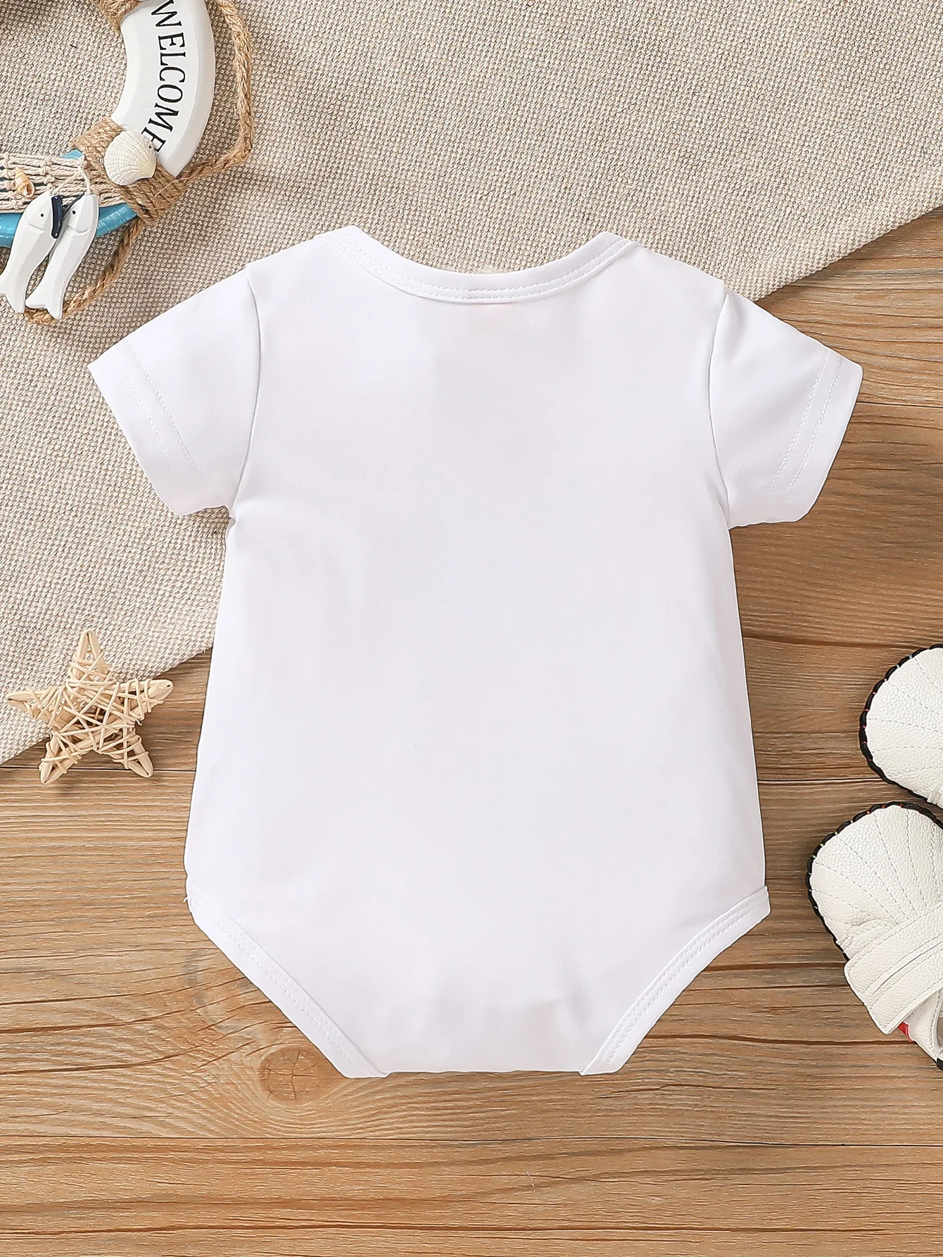 Baby Boys Short Sleeve Printing Letter White Spring/Summer Triangel Jumpsuit Cute Daily Wear