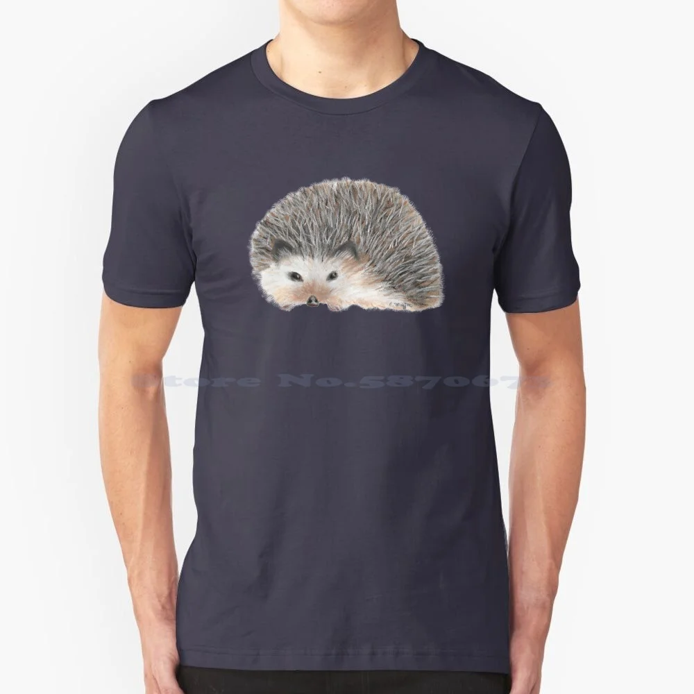 Cute Hedgehog Tatra Cottage T Shirt 100% Cotton Tee Tatracottage Tatra Cottage Soft Pastels Watercolour Art Watercolour Design