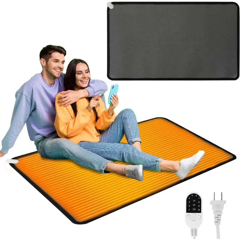 

Energy-Efficient 110V PVC Heated Floor Mat, 31.5x20, for Desk Under Foot Warming, Home & Office Use, Black