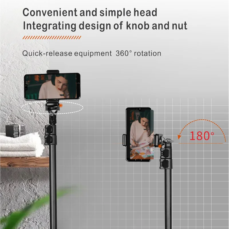 Kingjoy ขาตั้งไฟสำหรับถ่ายภาพที่วางโทรศัพท์แบบมีขาตั้งปรับได้พกพาได้พร้อมหัวสกรู1/4ดวงสำหรับแฟลชโคมไฟแหวนไฟโทรศัพท์กล้อง