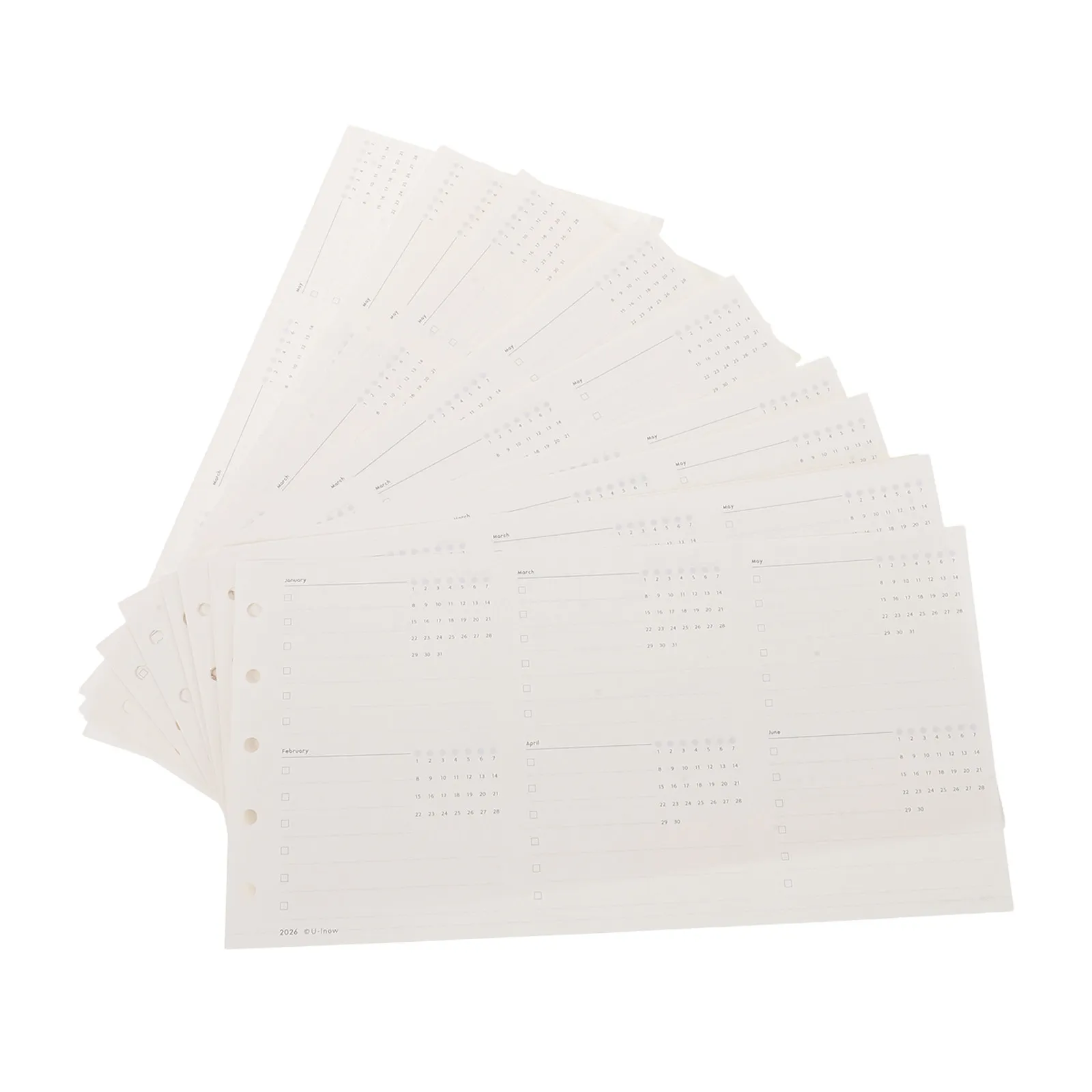 

20 Sheets Monthly Binder Inserts Refillable Undated Planner Paper Kit Foldable 5-Hole Punched for Daily Weekly Schedule Notes