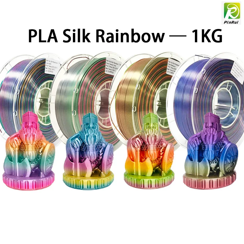 

PINRUI 1.0kg Silk Gradient Change Rainbow Multicolored 3D Printer PLA Filament, 1.75mm 3D Printing Material , Dimensional Accur