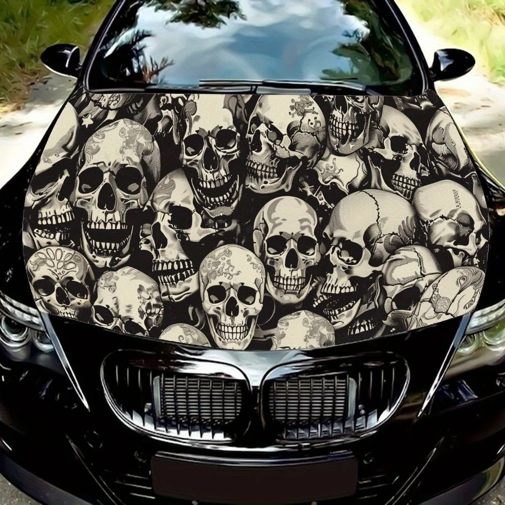 

Punk - style Skull PVC Car Vinyl Wraps, Self-Adhesive Waterproof Car Hood Decal Sticker, Car Decoration Protection Stickers for