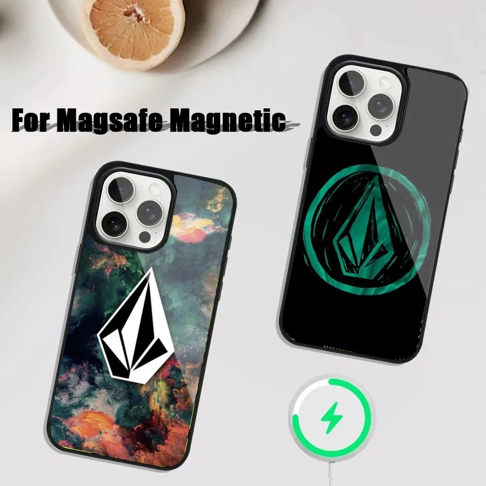 L-Luxury V-VOLCOM-S Sport Style Phone Case For iPhone 16,15,14,13,12,11,Plus,Pro,Max Mini Magsafe Magnetic Wireless Charging