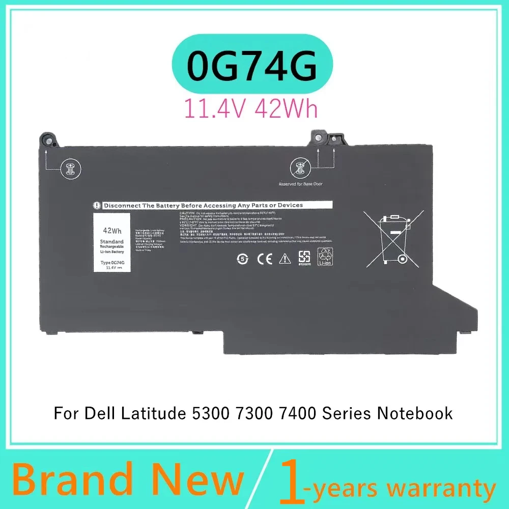 

0G74G Laptop Battery for DELL Latitude 5300 5310 7300 7400 Series Notebook OG74G 02PFPW 11.4V 42Wh Notebook Battery