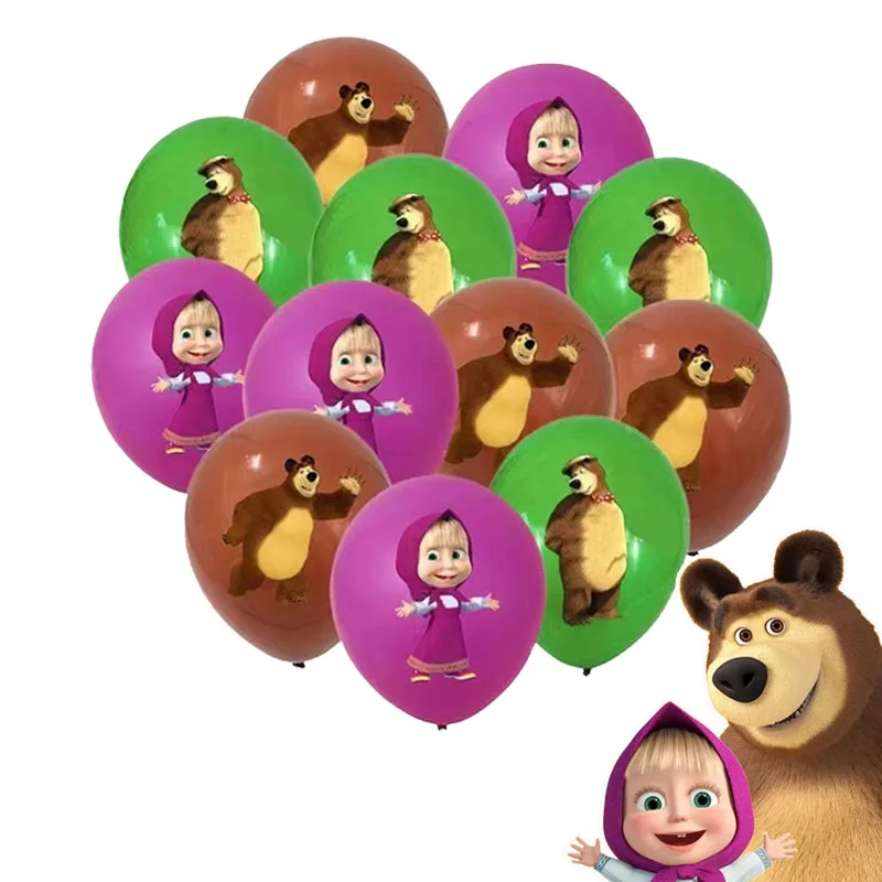 Masha and The Bear Birthday Party Balloon Supplies Decorated One-time Children's Party Beautiful Prop Games  anime