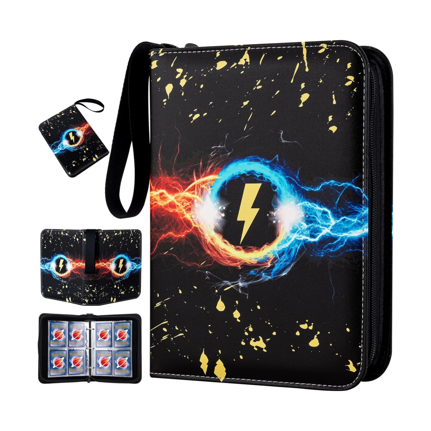 Trading Card Binder with Sleeves, 400 Double Sided Pocket Trading Card Binder Premium 4 Pocket PU Card Collection Binder