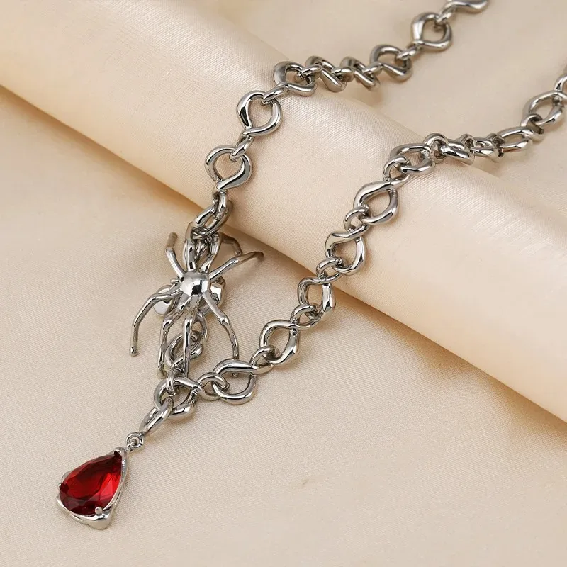 

This 2025 titanium steel spider ruby pendant necklace is specially designed for women and features an elegant bone chain
