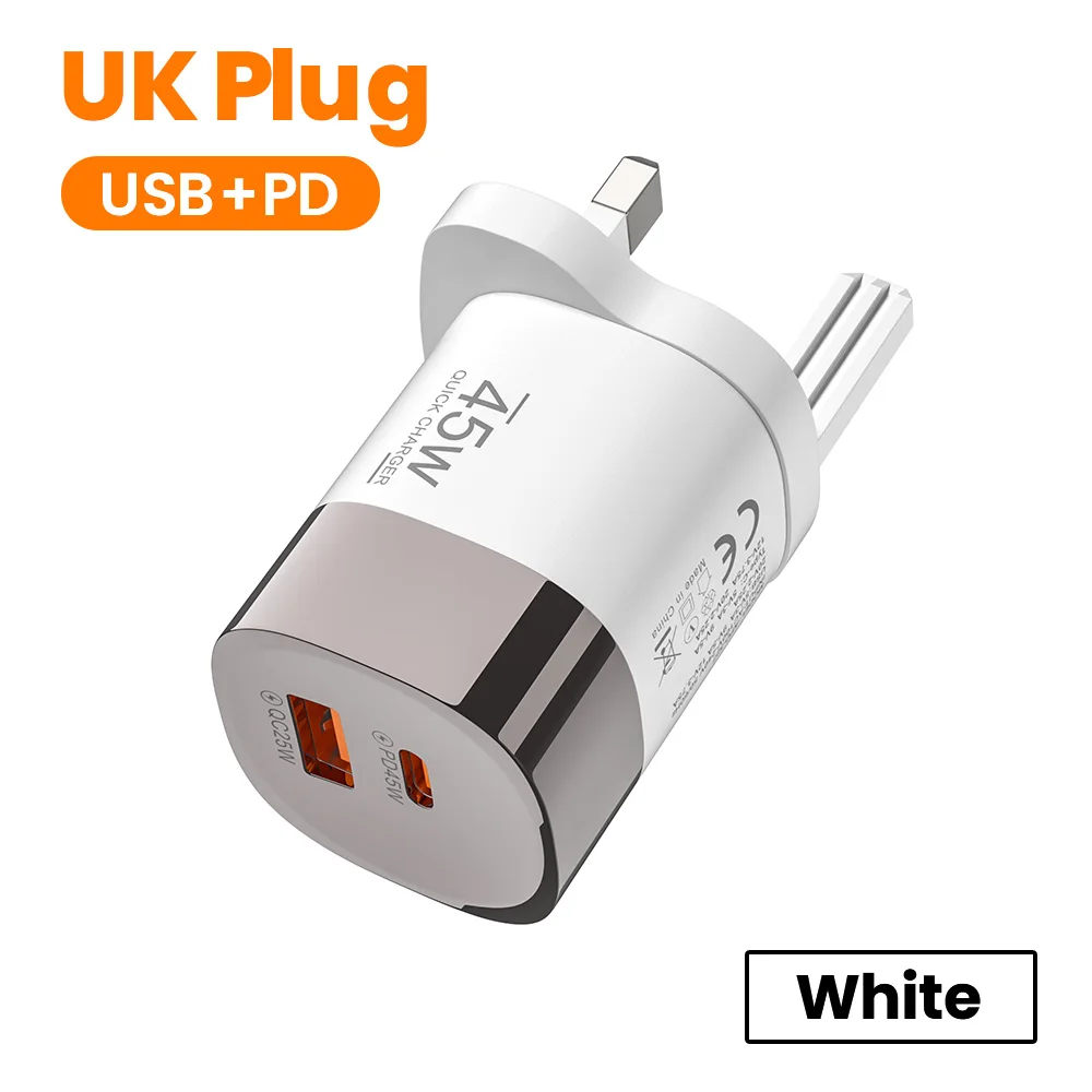 Elough 45W USB Type C Telefoonoplader Supersnel opladen 2-poorts wandlader USB PD-adapter voor iPhone Realme Huawei USB C cargador