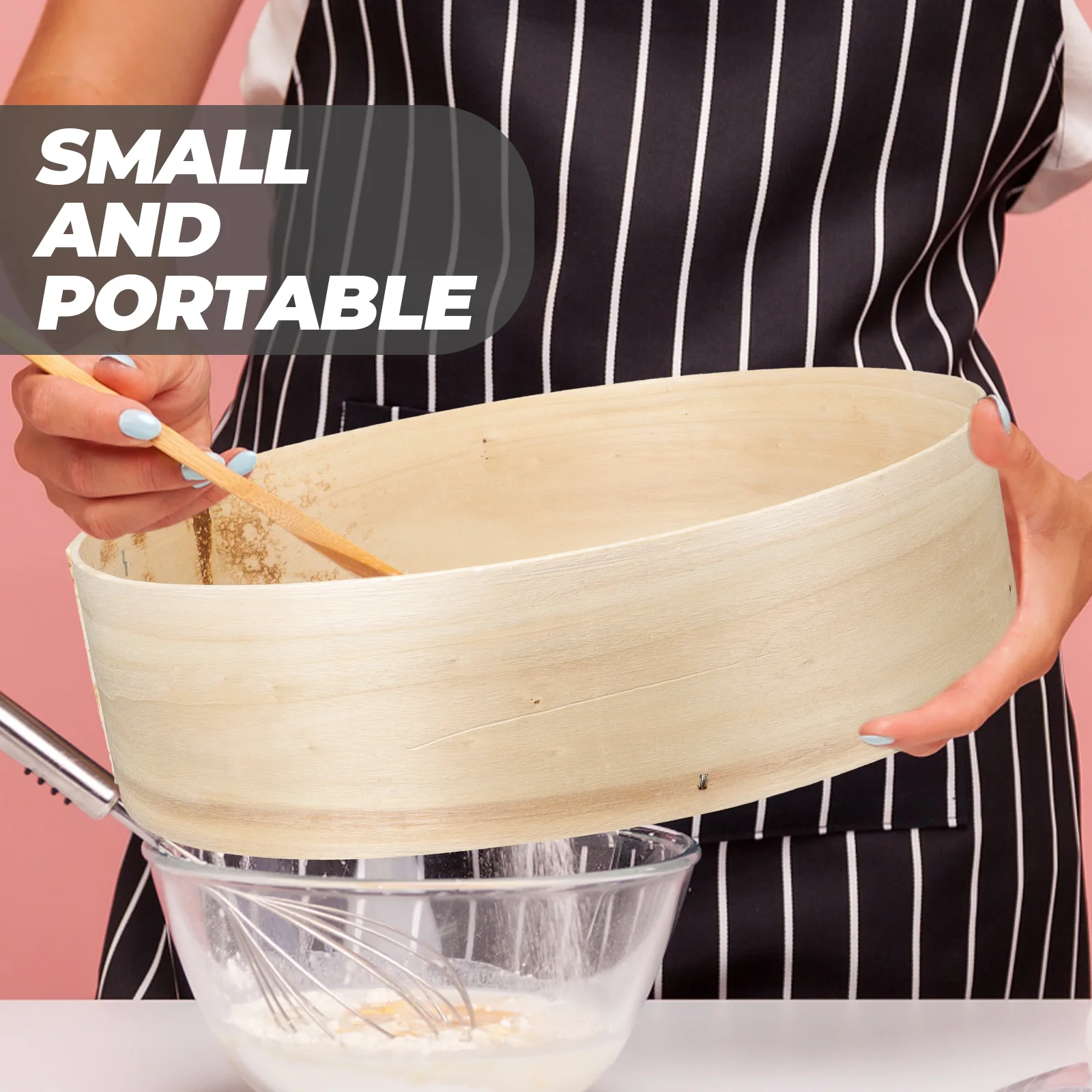 

Flour Sieve Bakery Strainer for Kitchen Utensil Fine Wooden Mesh Small Round Shape Sifter Powder