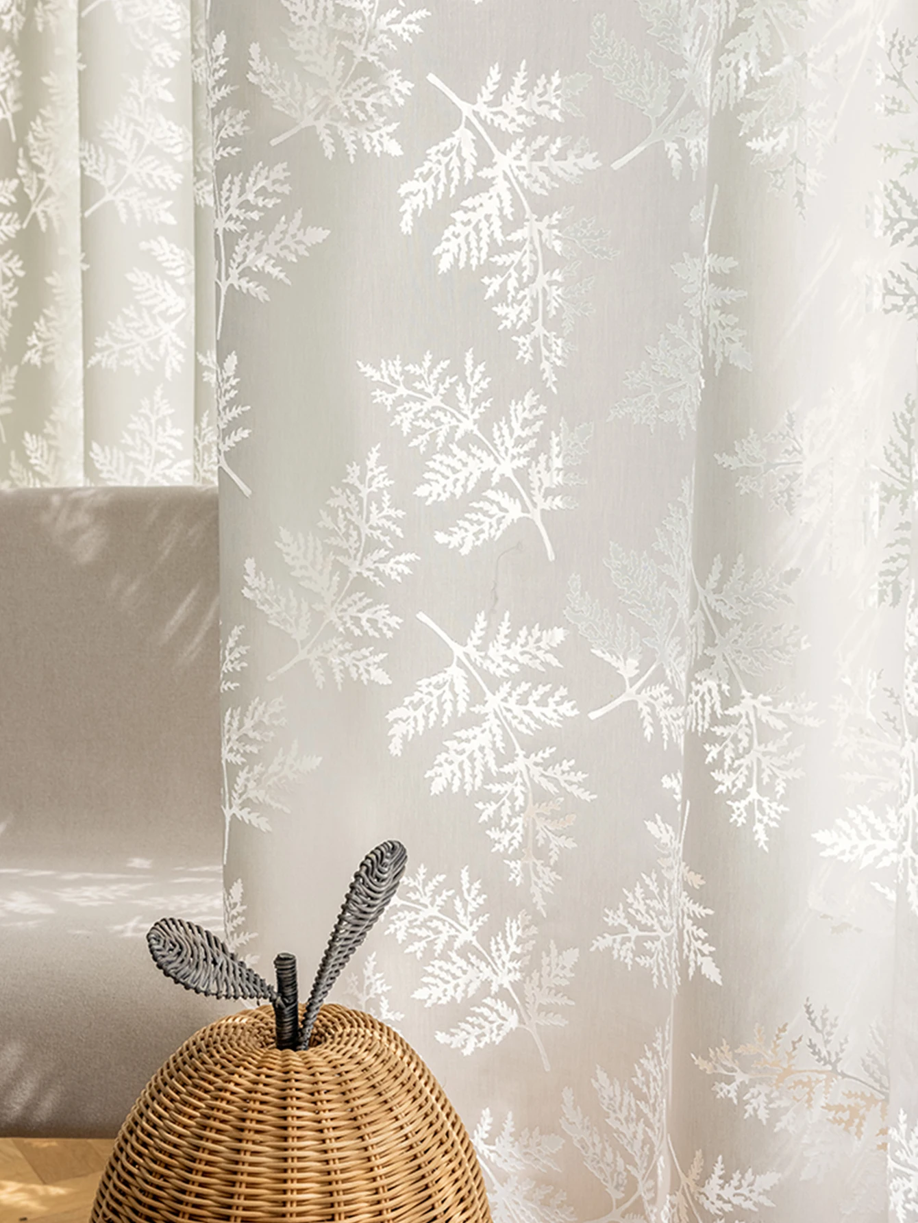 Jacquard  Tulle Curtain Jacquard weave Countryside Vintage Sheer Curtain for House Living Room Bedroom All Season