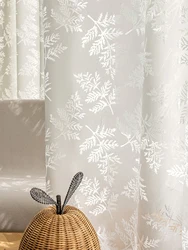 Jacquard Tulle Curtain Jacquard weave Countryside Vintage Sheer Curtain for House Living Room Bedroom All Season