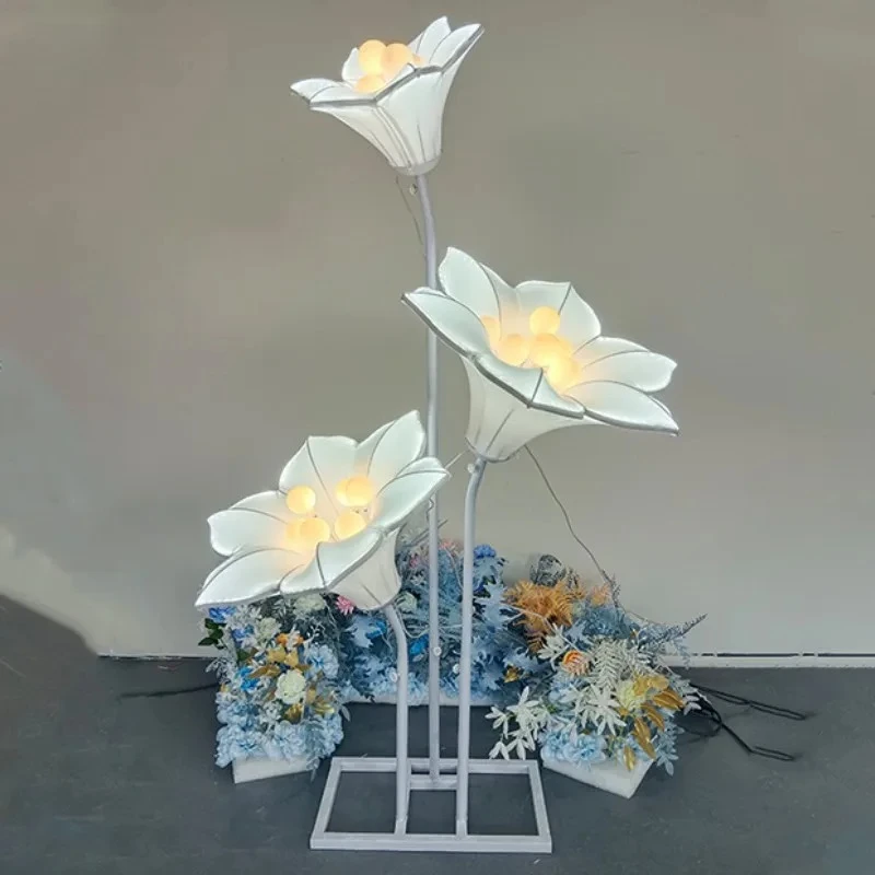 Wedding Decoration Led Flowers Cerative 3PCs White Fabric Flower Lights for Christmas Birthday Road Lead Party Stage Decorations