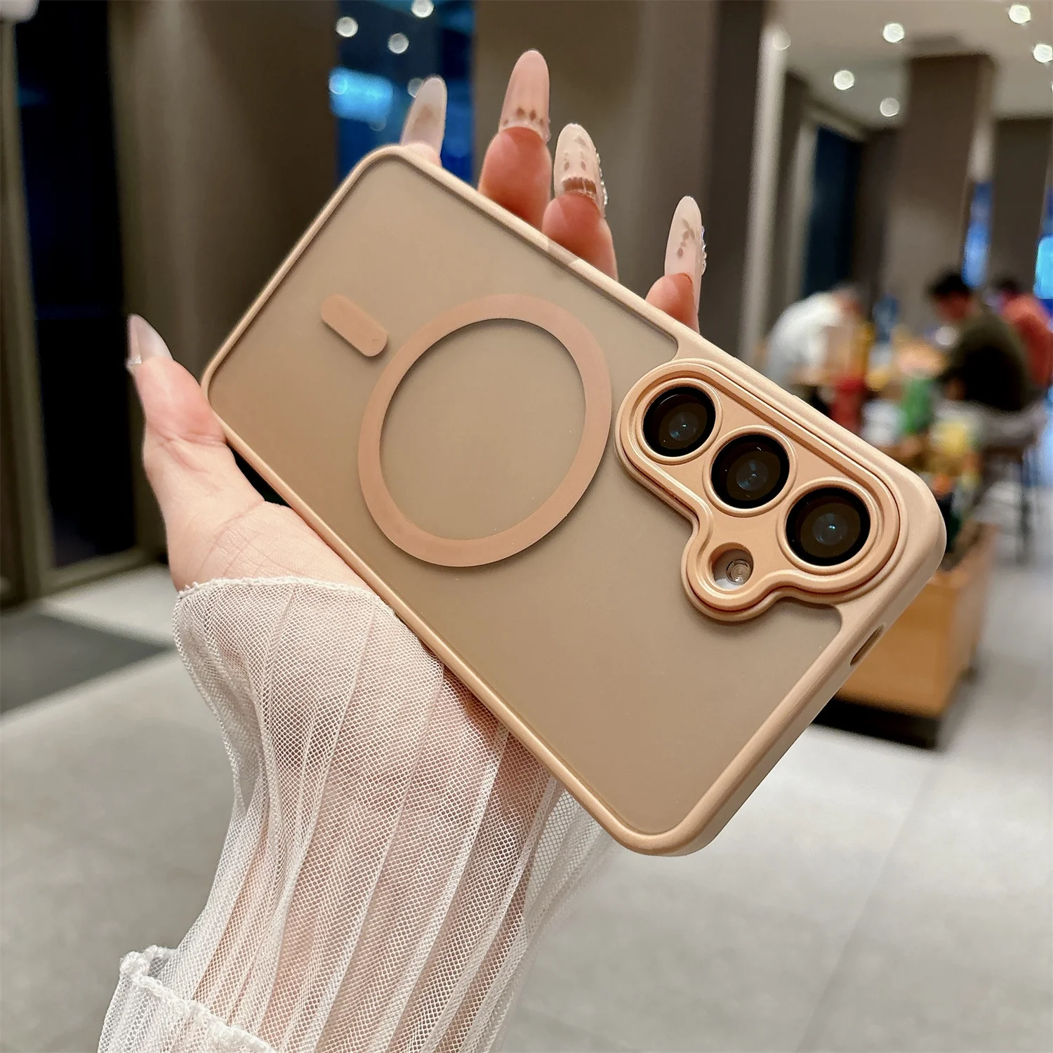 Für Samsung Galaxy A16 A17 A26 A36 A56 Luxus Für Magsafe Wireless Charge Abdeckung Gehärtete film mit objektiv Matte Rüstung Hard Case