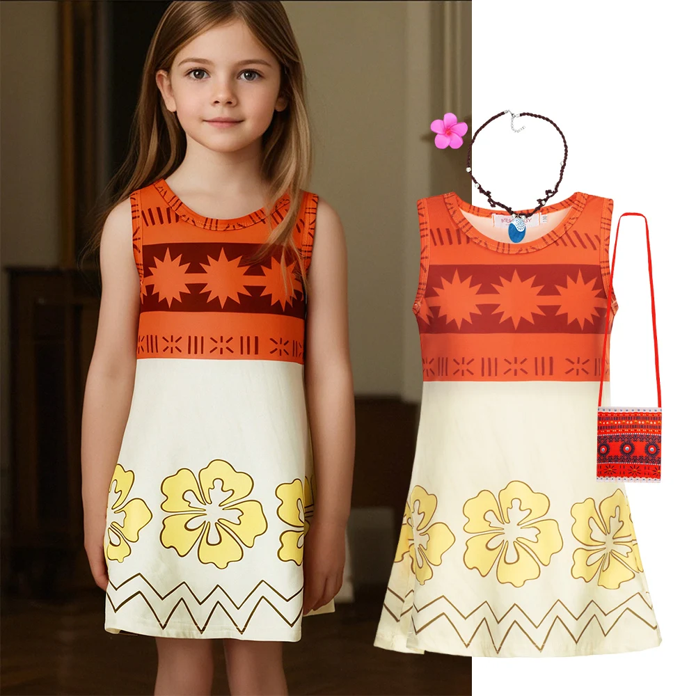 

Girls Moana Dress Summer Sleeveless Princess Boutique Clothing Kids Birthday Party Sundress Hawaii Ocean Adventure Clothes 2025