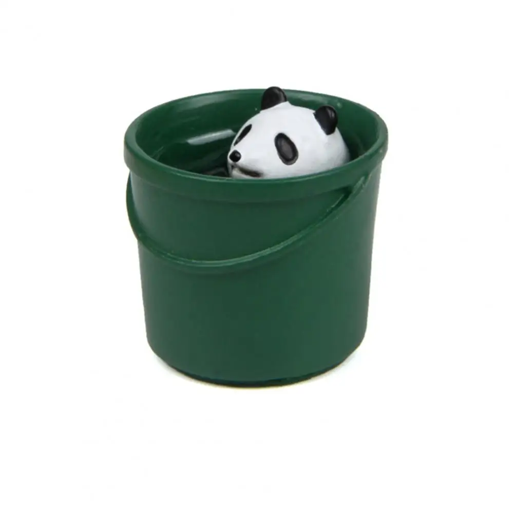 Green Bucket Panda Figurine Adorable Sitting Panda Figurine Resin Statue for Home Office Decor Cake Topper Green for Christmas