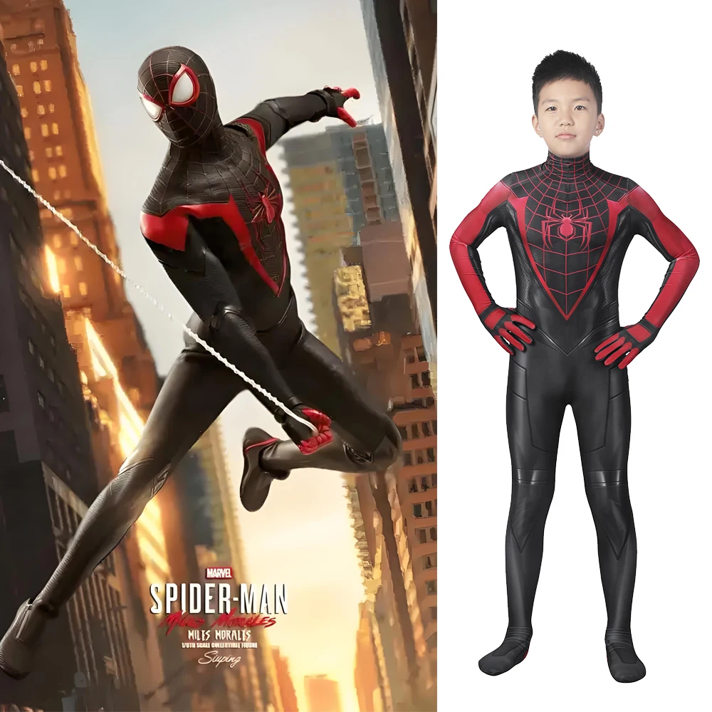 

Kids PS5 Ultimate SpiderMan Cosplay Miles Morales Superhero Boys Spandex 3D Printed Halloween Costume Zentai Bodysuit s Children