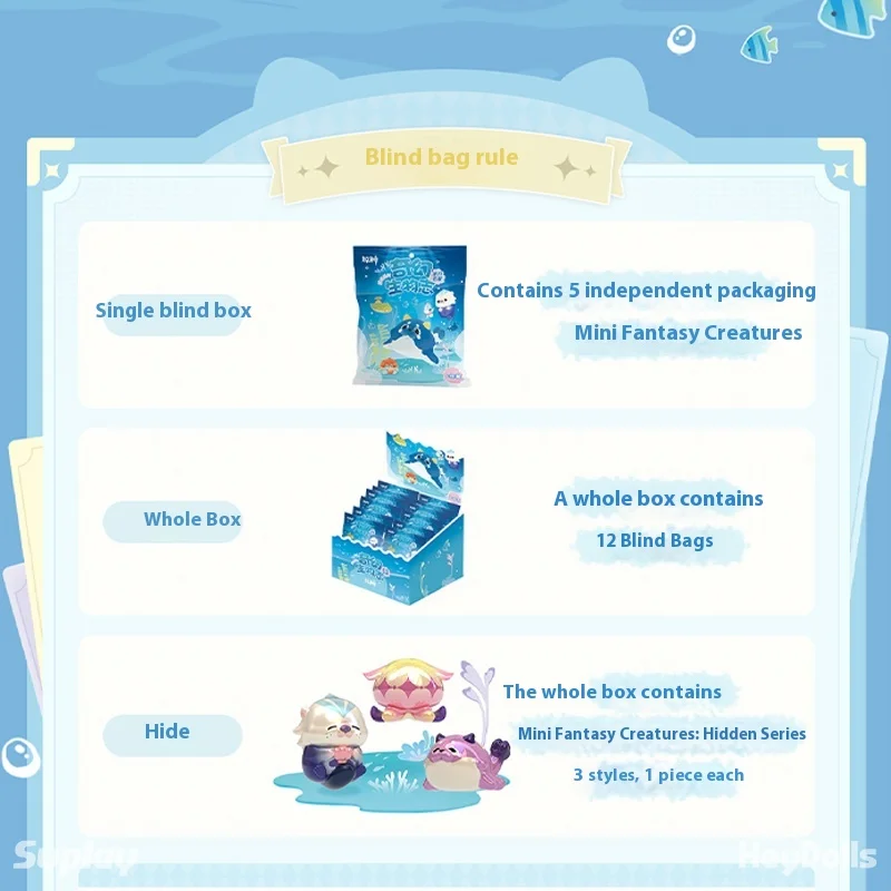 Mini bolsa ciega, recipiente de almacenamiento para la serie de criaturas fantásticas, coleccionables, derivados de Anime, juguetes, pasatiempos, figuras de acción