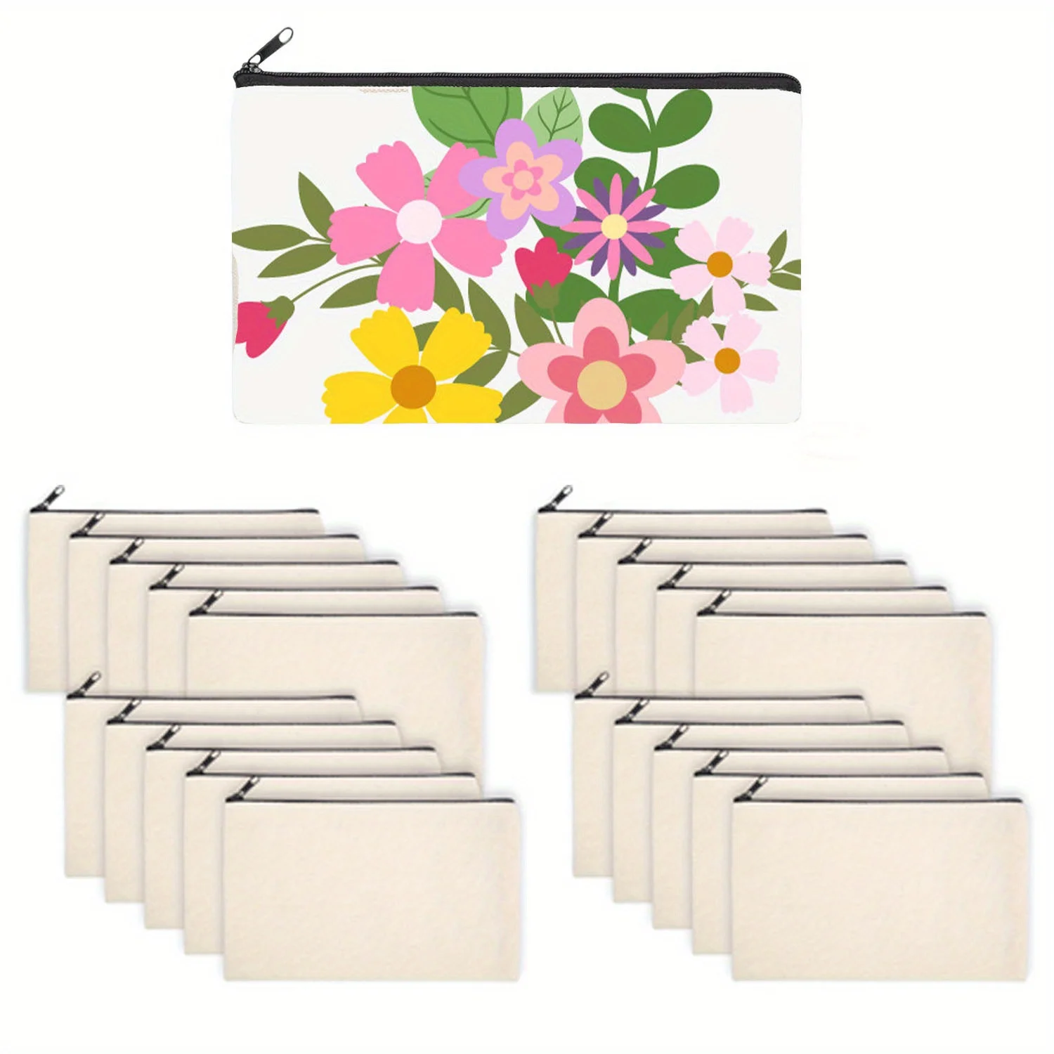 10/20 Stück Sublimations-Leer-Make-up-Taschen – Federmäppchen mit Reißverschluss für Heimwerker, Bastelarbeiten, Reisen und Geschenkprojekte