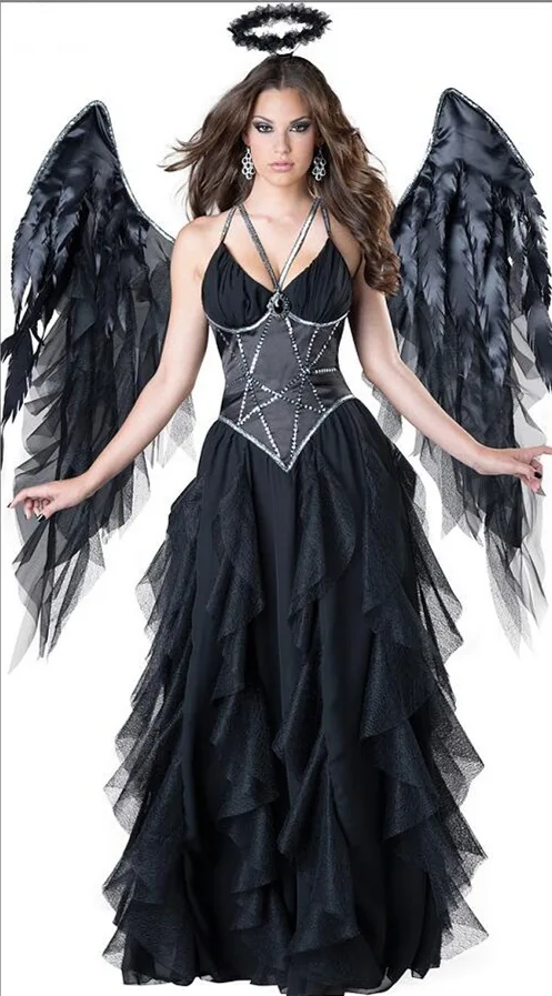 2024 Dark Sexy  Angel Black Angel Costume Halloween Party Stage Costumes Halloween Sexy  Women Cosplay Costume