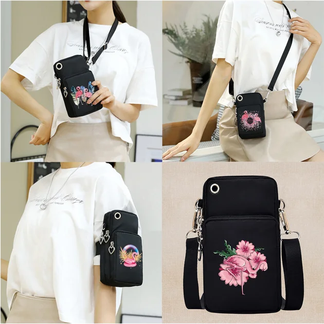 Universal caso do telefone móvel crossbody para o iphone 13 12 11 pro caso flamingo série carteira braço esporte ao ar livre bolsa de ombro