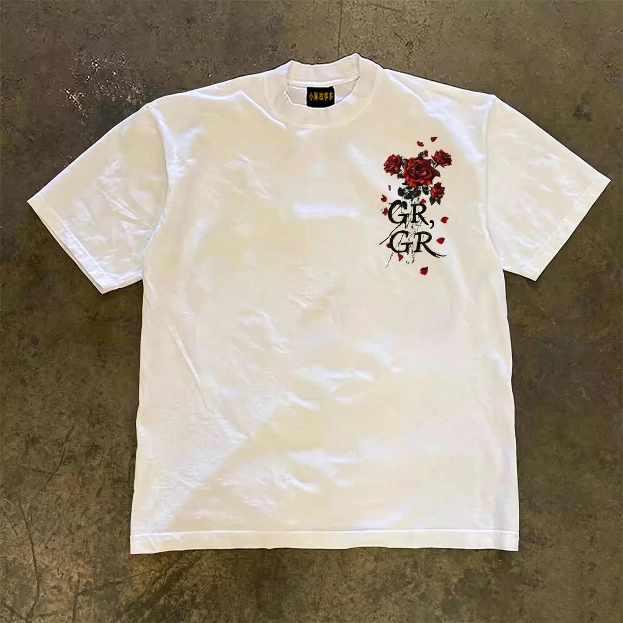 Pure Cotton Double Thread Loose Fit Short Sleeve T-Shirt Unisex Breathable Comfortable American Retro Style for Couples