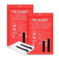 Fire Blanket 2 Pack 2*2m/1.5*1.5m for Home Kitchen Flame Suppression Fiberglass for Camping Grill Car Office Warehouse Emergency