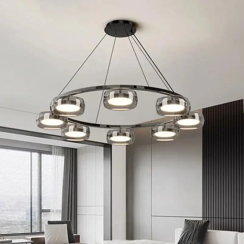 

Living room chandelier Italian minimalist atmosphere glass creative personality art 2024 new ring main chandelier