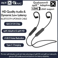 Cable inalámbrico Bluetooth con banda para el cuello QCC5125 LDAC/aptX Adaptive/aptX-HD Cable de auriculares HIFI MMCX/2PIN/IE80/QDC/A2DC/IE40PRO