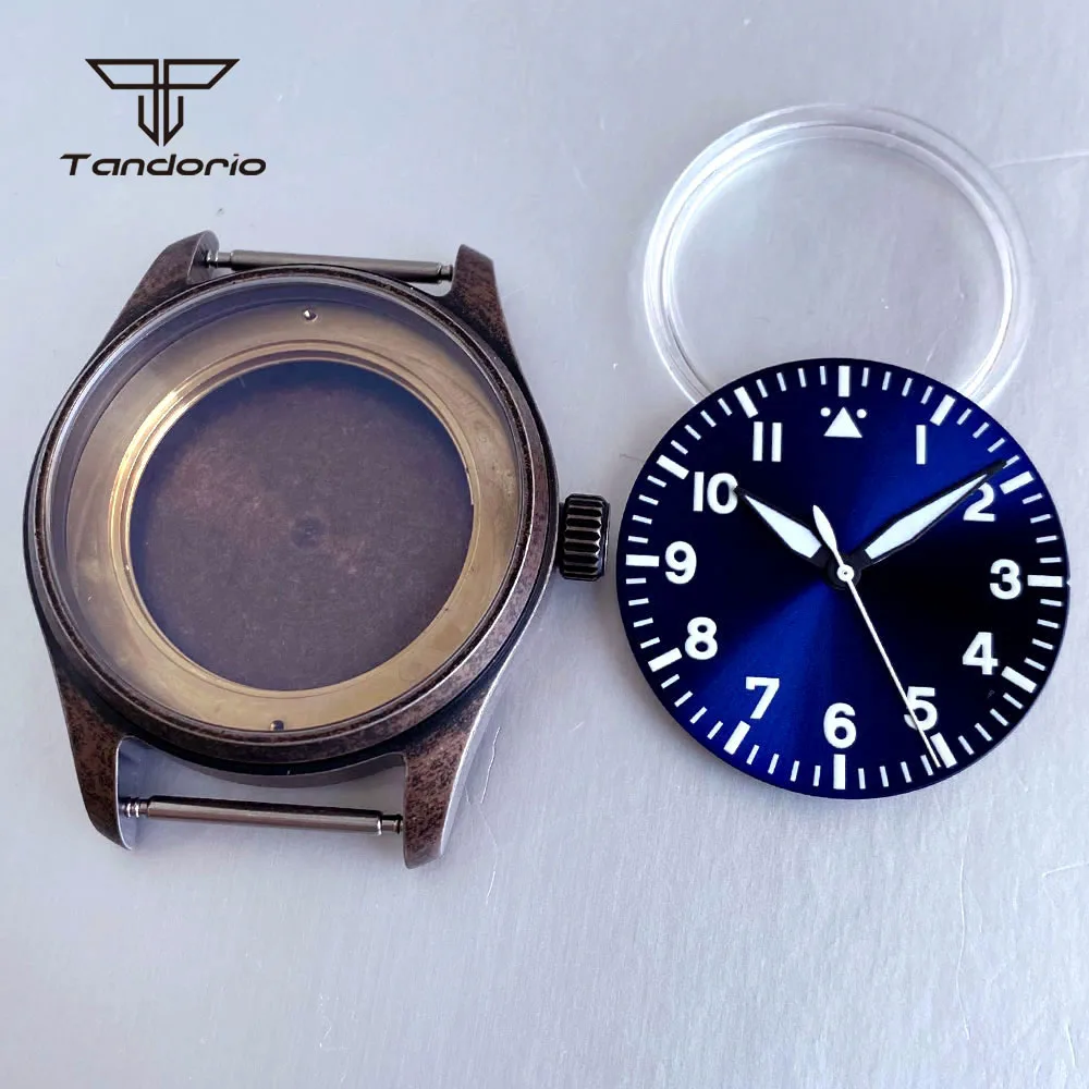 Bronze Plated Distressed 39mm Pilot Steel Watch Case+33.5mm Dial+Hands Set Fit NH35 NH36 NH38 Miyota8215 ETA2824 PT5000 ST2130