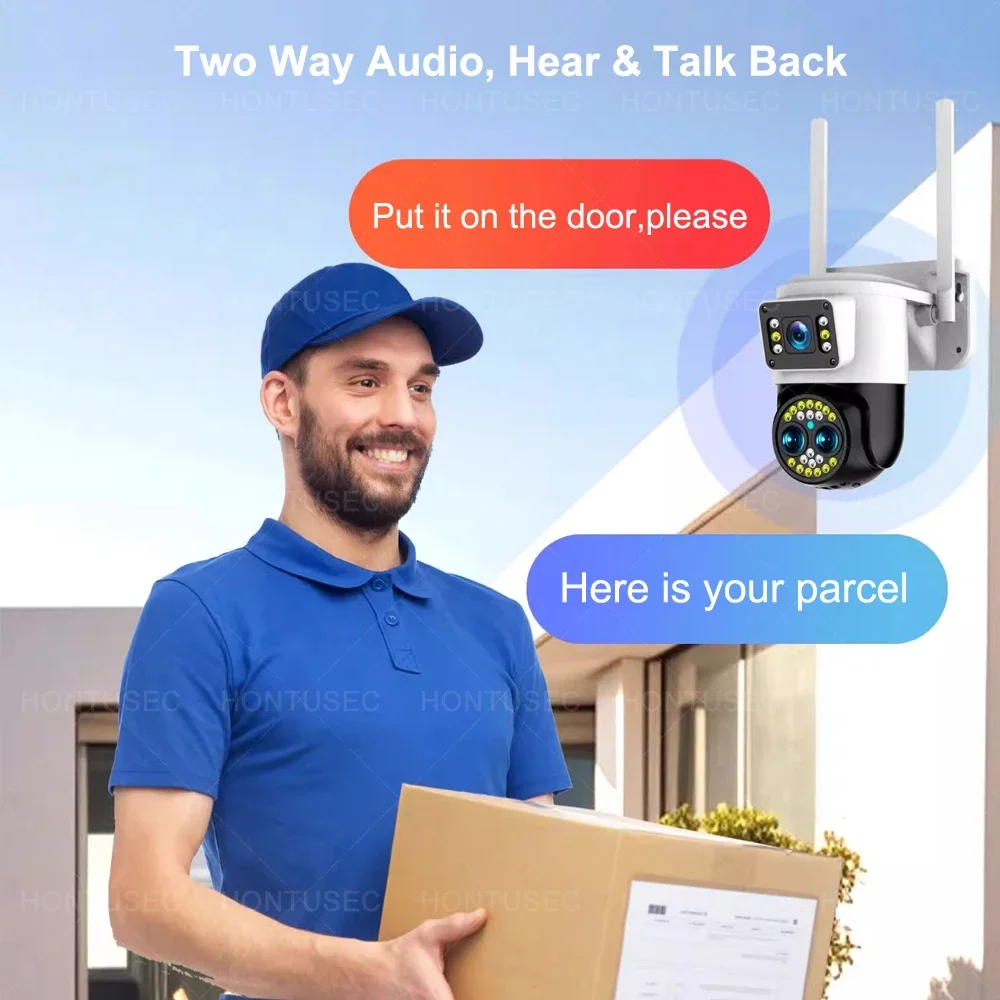 Yoosee 4K 8MP Three Lens Dual Screens 10X Zoom Wifi PTZ Camera Two Way Audio Color Night Vision Outdoor Security Camera System