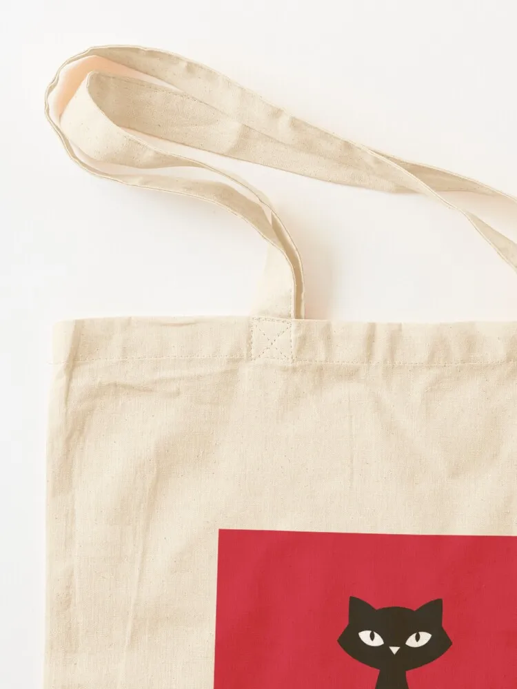 Black Cat Red Background Tote Bag tote bag shopping trolley bag Big Lady