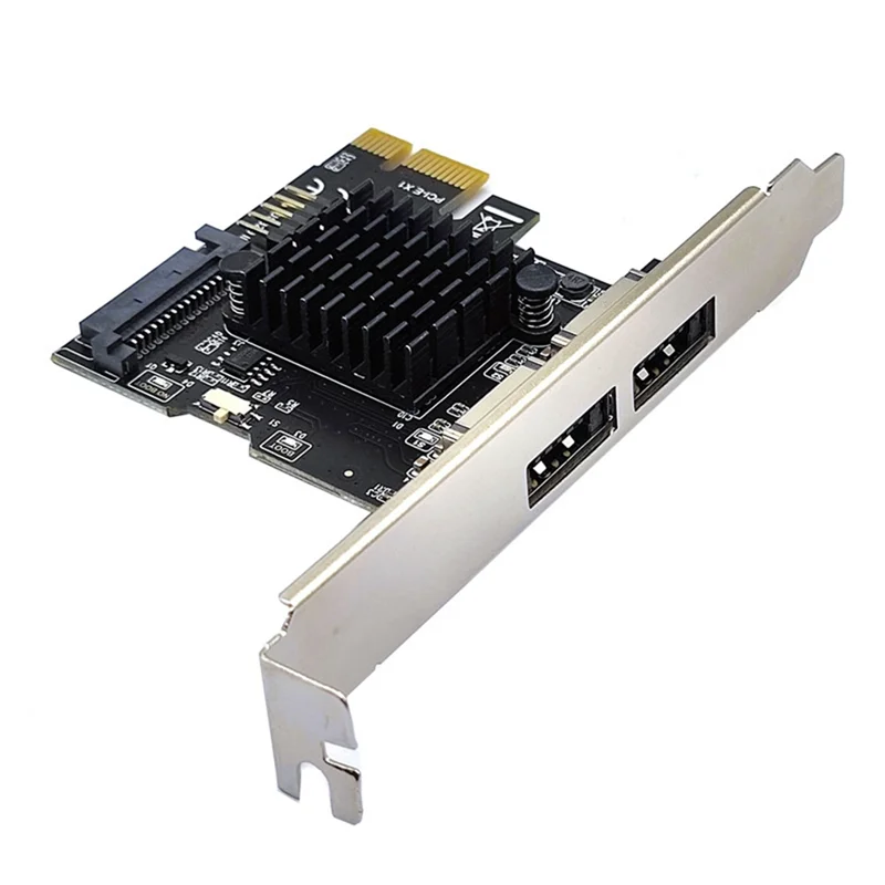 Placa de expansão usb esata + de alimentação de porta dupla pci-e x1 para usb 2.0 9pin sata 15pin placa adaptadora 6gbps para desktop pc A-ABIU