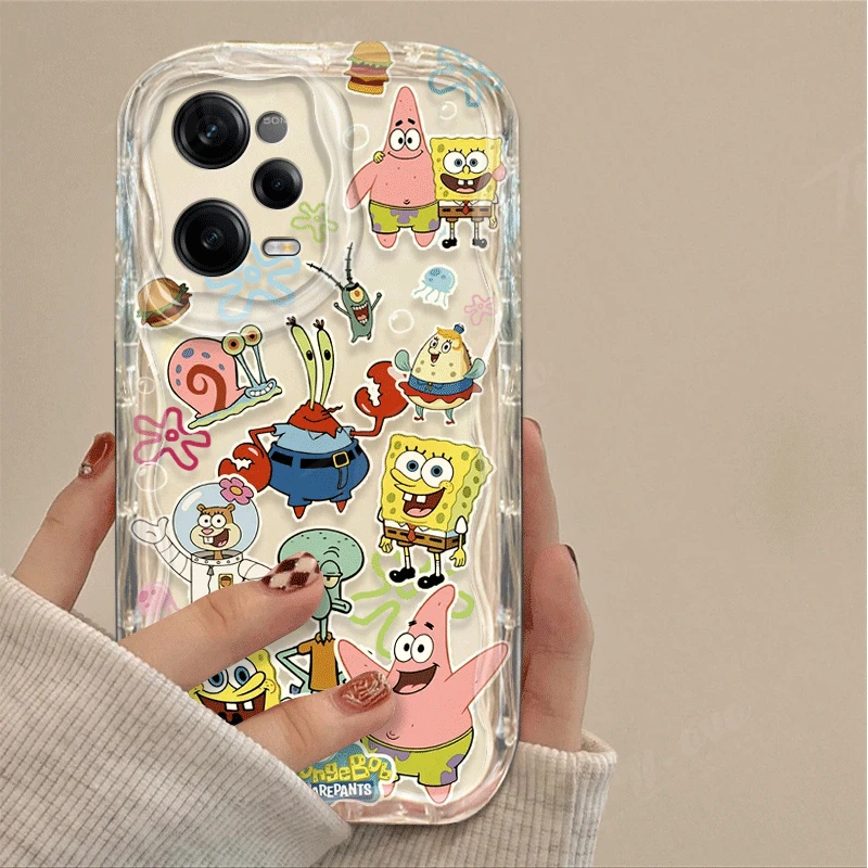 Lovely SpongeBobs Wave Phone Case For Xiaomi Redmi Note 13 12 11 Pro Plus 4G 5G 12S 11S 10 10S 9 9S 8 13C 12C 10C Turbo 3 Cover