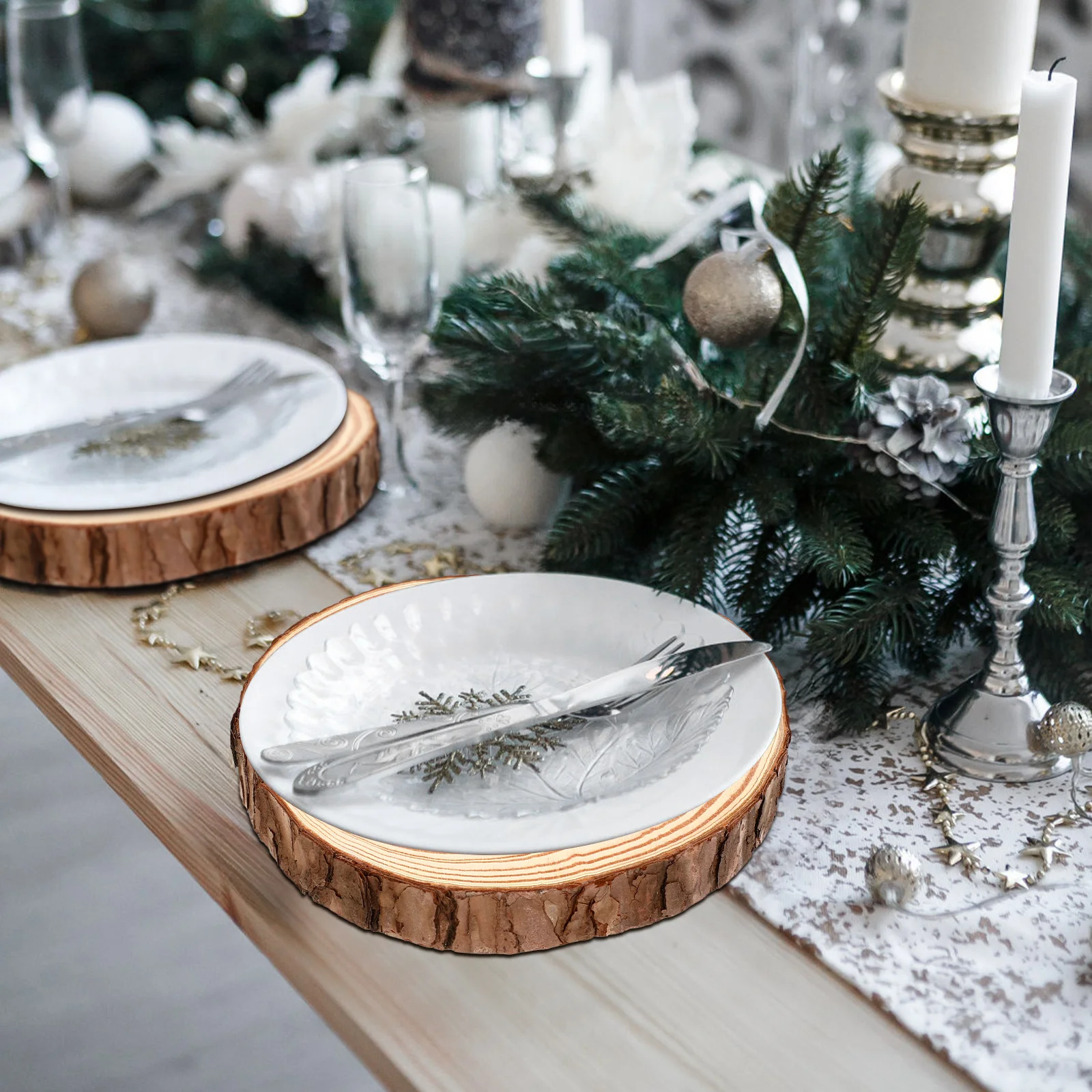 

2pcs Rounds Unfinished Round Slices With Bark Natural Craft Wood Pieces For Diy Painting Wall Decor Wedding Centerpieces Wooden