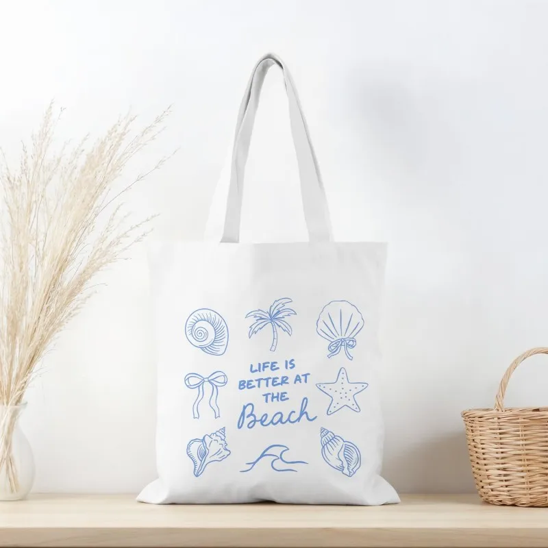Canvas Tote Bag, Reusable Shopping Bag, Eco Friendly, Large Capacity, Women Handbag Shopping, Beach, Travel, School, Daily, Gift