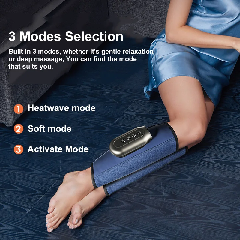 Massageador elétrico de panturrilha com onda de ar, com aquecimento, carregamento, vibração, amassar, compressão, músculos relaxantes, pés e pernas