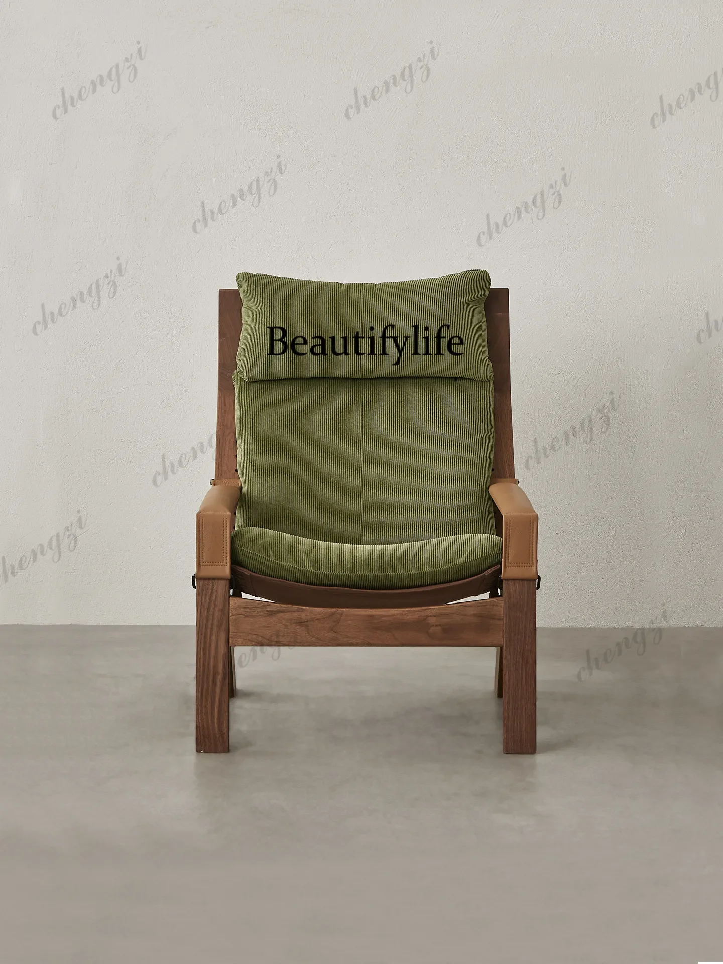 A4567 Medieval recliner living room balcony retro leisure chair fabric sofa chair solid wood single chair