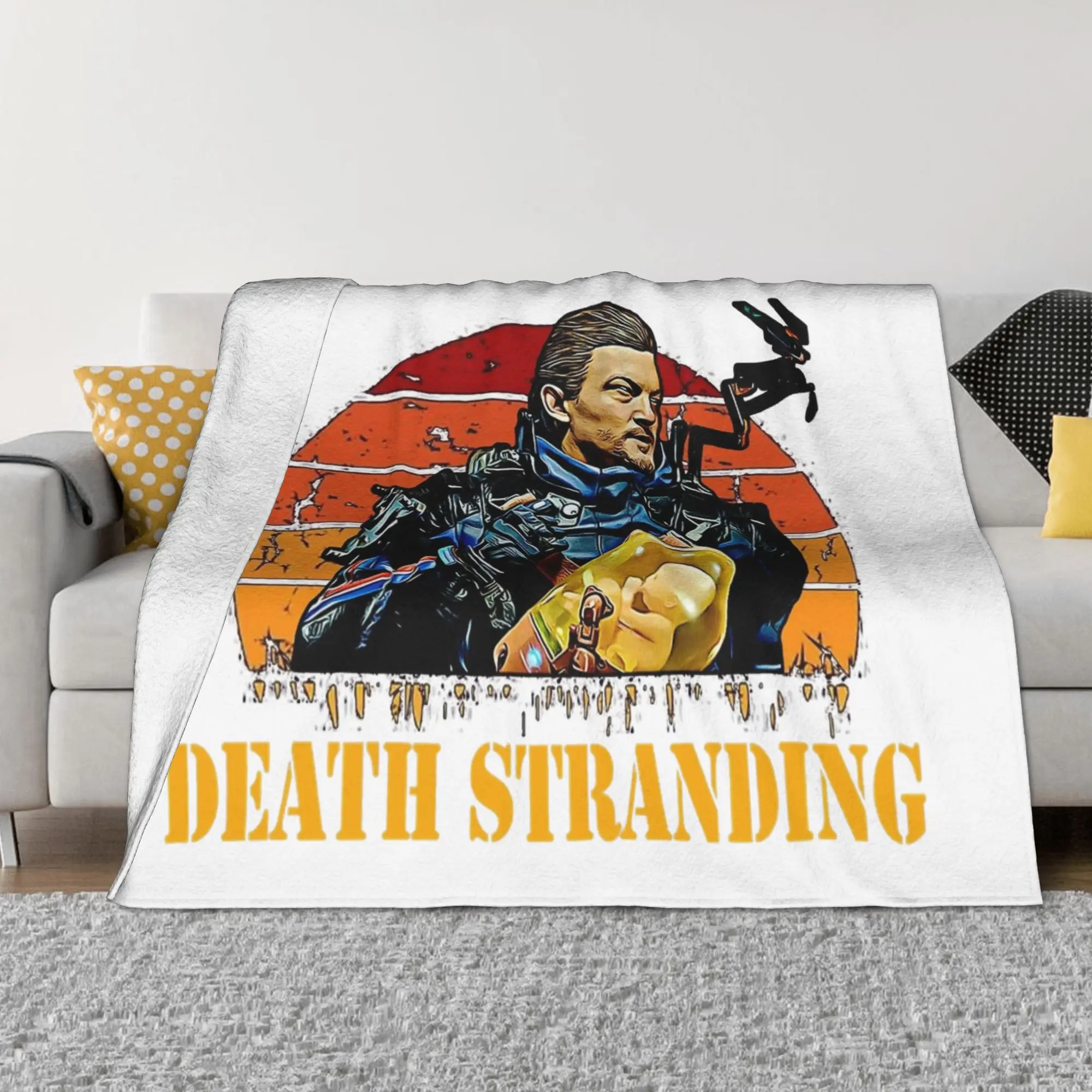 

Death Stranding Game Вязаное одеяло Флисовое мягкое одеяло для спальни Диван-кровать Коврик