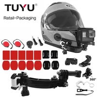 TUYU-Soporte para casco de motocicleta, Base de montaje para OSMO Action SJCAM sj4000 Xiao mi GoPro HERO 9 8 7 6 5 EKEN, hebilla giratoria de 4 vías