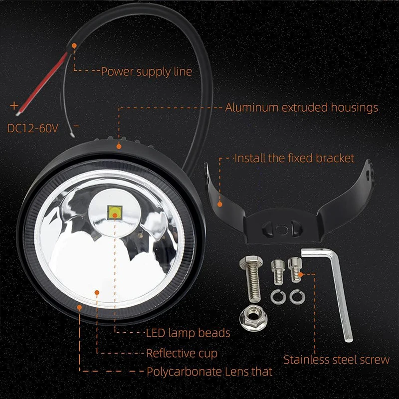 LED أضواء الضباب المستديرة القيادة 4 بوصة LED القرون العمل أضواء مساعدة خندق ضوء صالح ATV UTV لاقط دراجة نارية شاحنة سيارة قارب الغولف #5