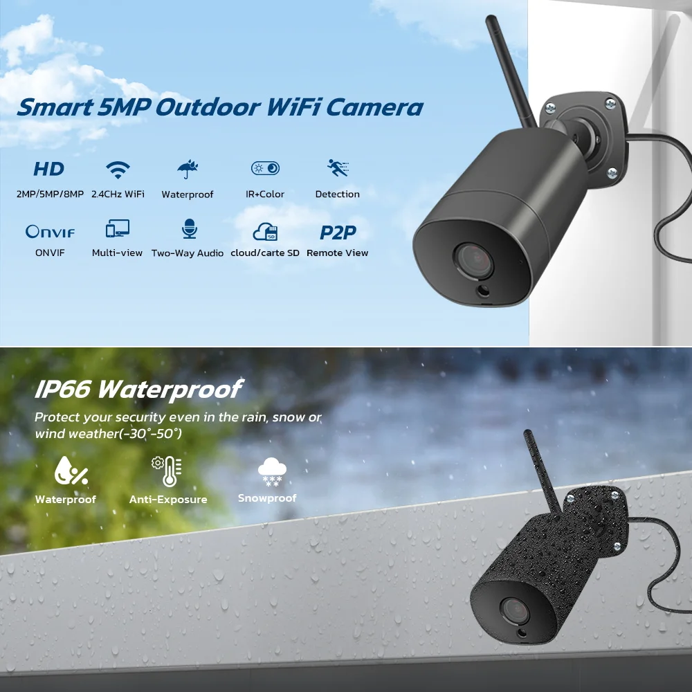 Imagem -02 - Vigilância ao ar Livre Câmera ip Câmera Cctv Home Security System Visão Noturna Wi-fi Maneiras de Áudio Icsee Xmeye App 5mp H.265