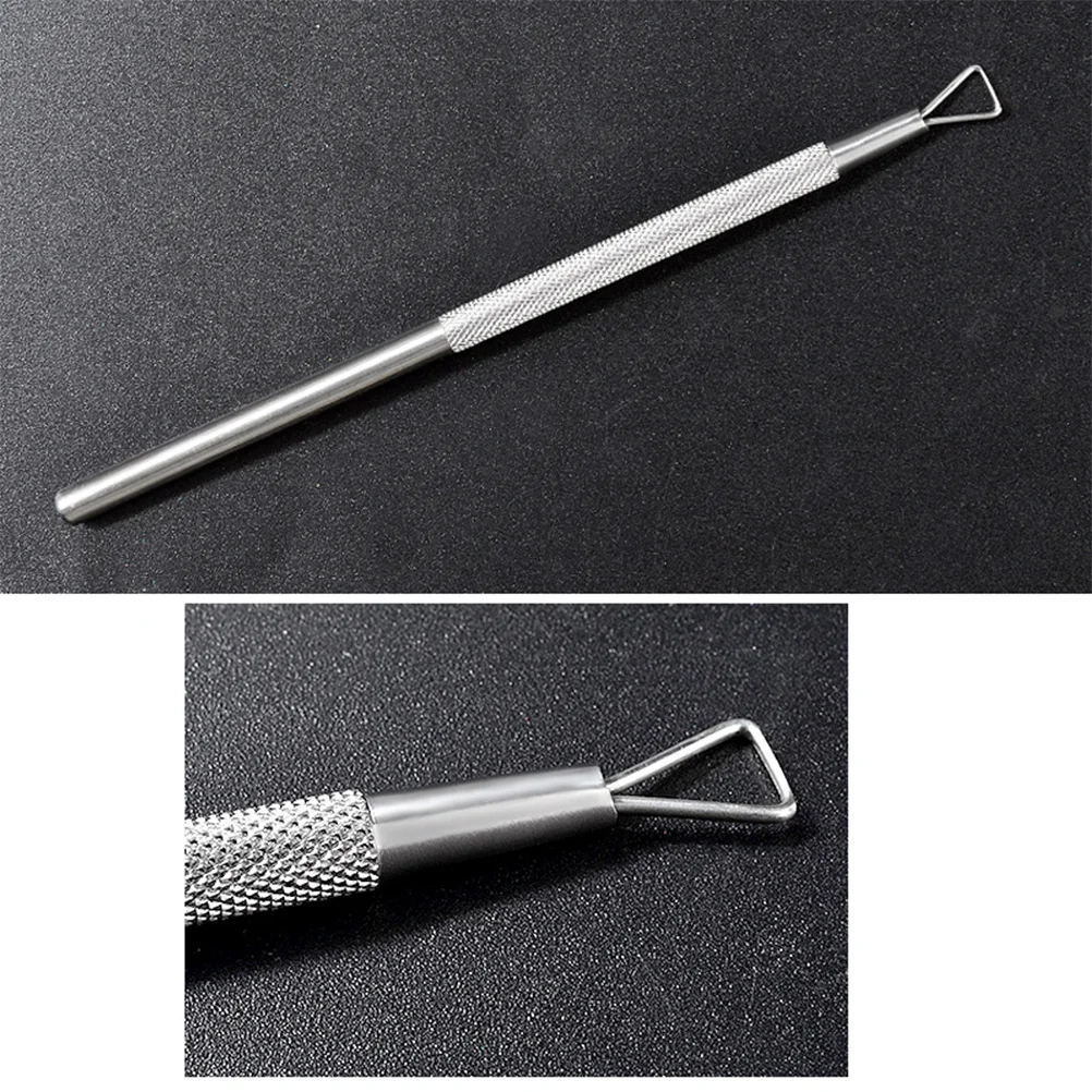 外科グレードのステンレス鋼製ネイルジェルプッシャー、キューティクルとエッジの修復用、三角形の先端、マニキュア、ペディキュアツール、ジェルポリッシュ