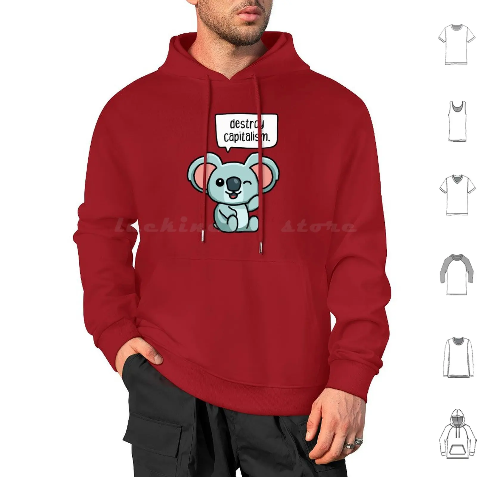 Destroy Capitalism. Anarchist Koala. Hoodies Long Sleeve Politics Anarchist Koala Leftism Socialism Anarchism