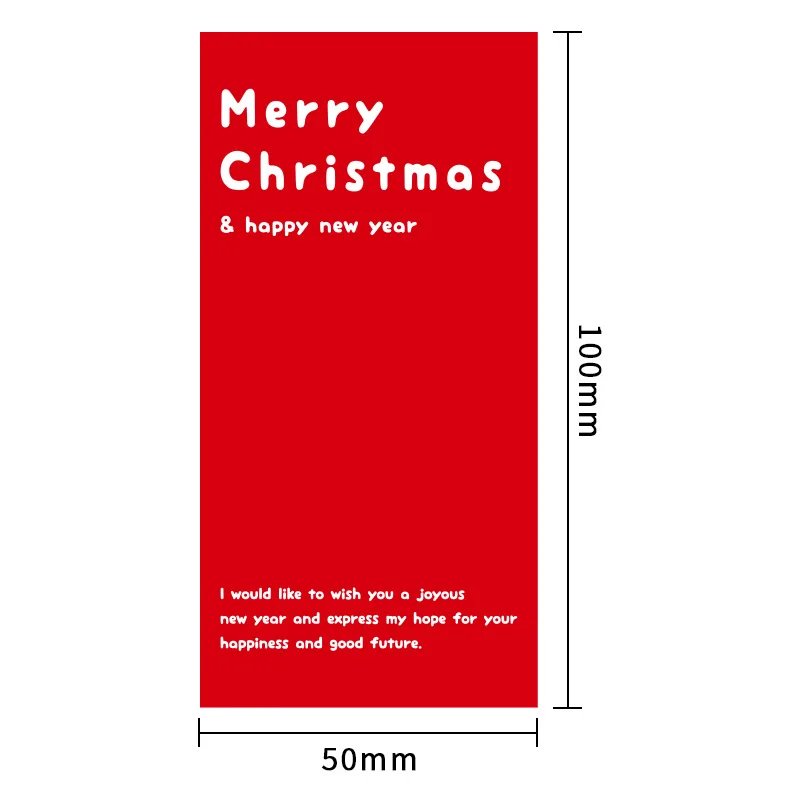 50Pcs Christmas Thank You Stickers,Red White Merry Christmas & Happy New Year Rectangular Sealing Labels Gift Package Decor